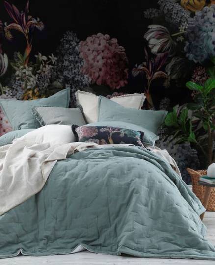 MM Linen - Laundered Linen - Bedspread Set - Seagrass